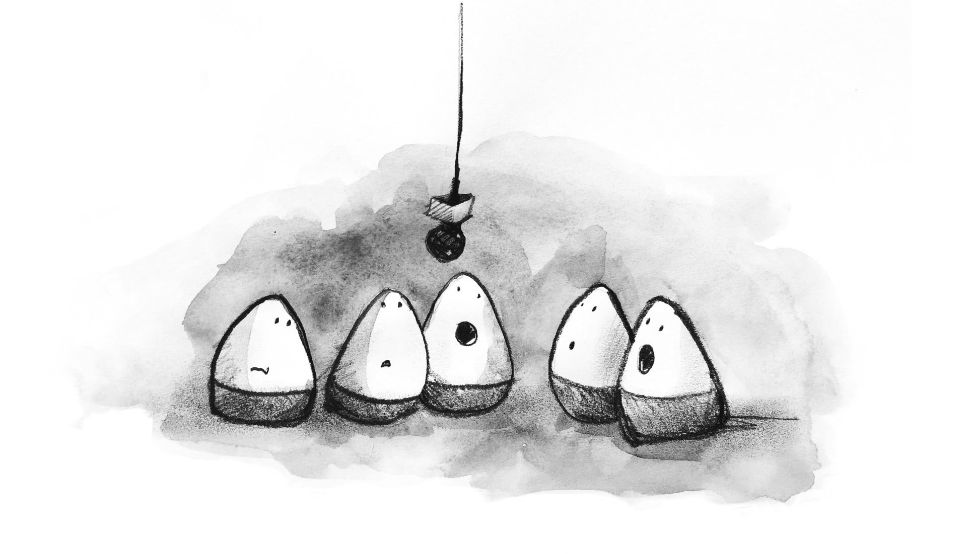 A quintet of HTML ‘eggs’ singing in front of a microphone