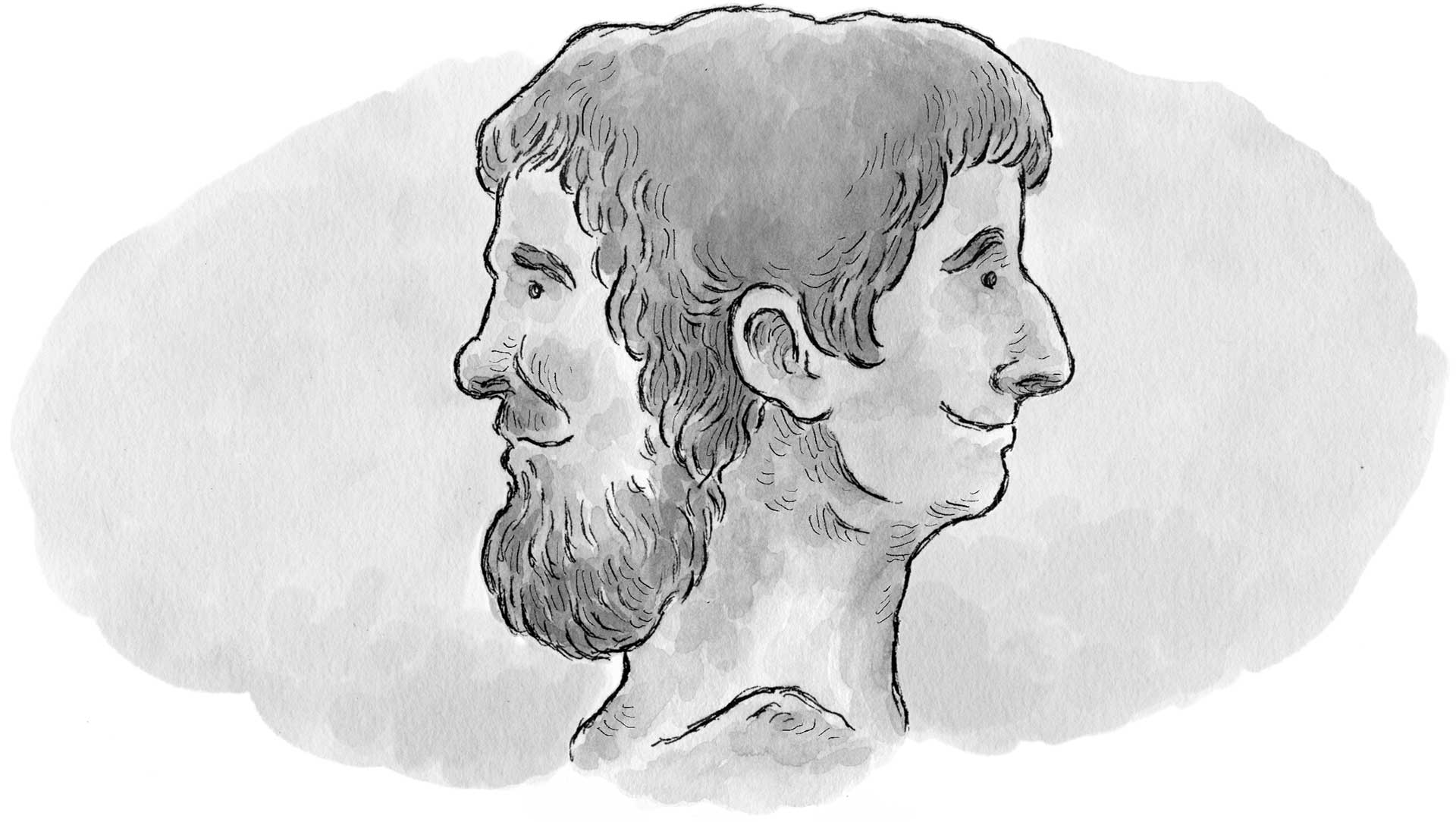 Janus, the two-faced Roman god. Illustration by Tom Shannon for Web Dev Notes.